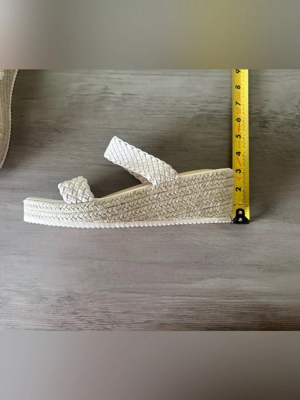 NWOT White Braided Espadrille Wedge Slide Sandals US 10